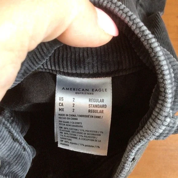 SALE Women's American‎ Eagle Super Stretch Black High Rise Corduroy Jegging - Picture 11 of 11
